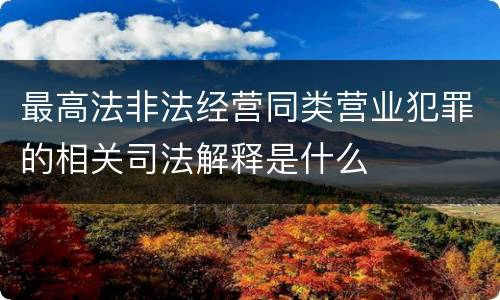 最高法非法经营同类营业犯罪的相关司法解释是什么