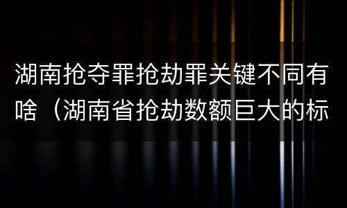 湖南抢夺罪抢劫罪关键不同有啥（湖南省抢劫数额巨大的标准）