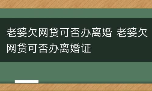 老婆欠网贷可否办离婚 老婆欠网贷可否办离婚证