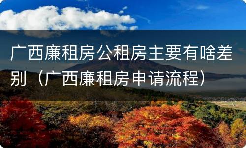 广西廉租房公租房主要有啥差别（广西廉租房申请流程）