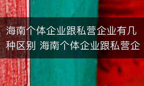 海南个体企业跟私营企业有几种区别 海南个体企业跟私营企业有几种区别是什么