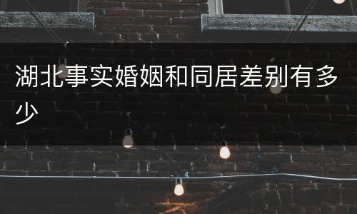 湖北事实婚姻和同居差别有多少