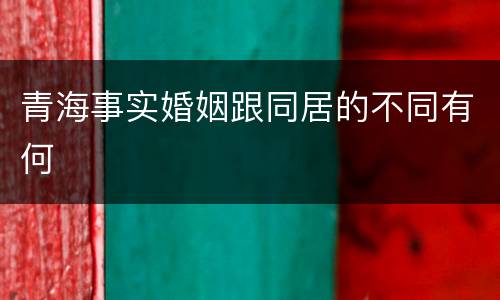 青海事实婚姻跟同居的不同有何