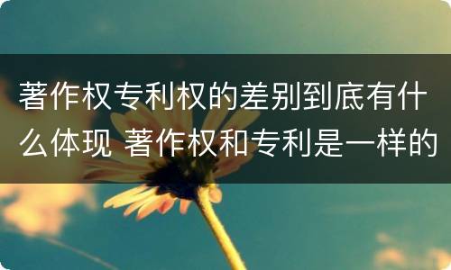 著作权专利权的差别到底有什么体现 著作权和专利是一样的吗