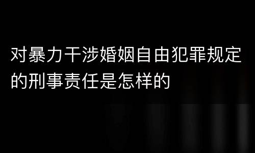 对暴力干涉婚姻自由犯罪规定的刑事责任是怎样的