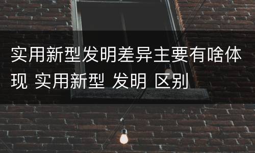 实用新型发明差异主要有啥体现 实用新型 发明 区别