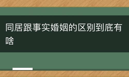 同居跟事实婚姻的区别到底有啥