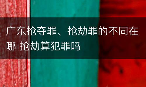 广东抢夺罪、抢劫罪的不同在哪 抢劫算犯罪吗