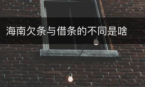 海南欠条与借条的不同是啥