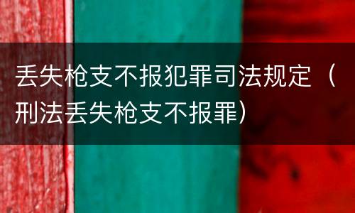 丢失枪支不报犯罪司法规定（刑法丢失枪支不报罪）
