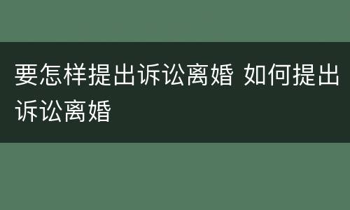 要怎样提出诉讼离婚 如何提出诉讼离婚