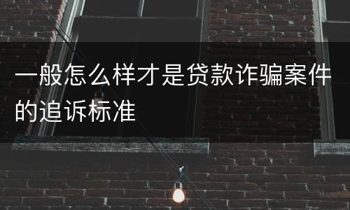 一般怎么样才是贷款诈骗案件的追诉标准