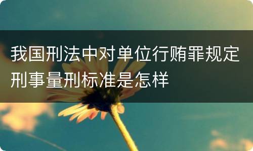 我国刑法中对单位行贿罪规定刑事量刑标准是怎样