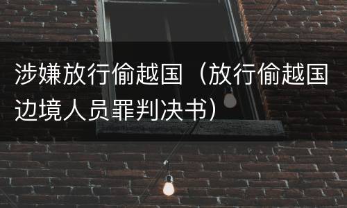 涉嫌放行偷越国（放行偷越国边境人员罪判决书）