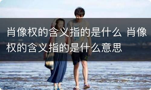 肖像权的含义指的是什么 肖像权的含义指的是什么意思