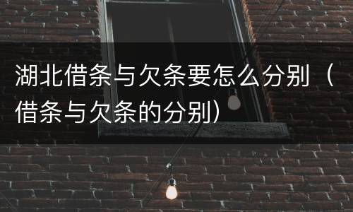 湖北借条与欠条要怎么分别（借条与欠条的分别）
