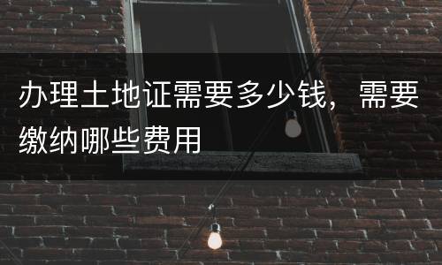 办理土地证需要多少钱，需要缴纳哪些费用