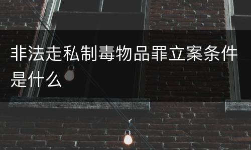 非法走私制毒物品罪立案条件是什么