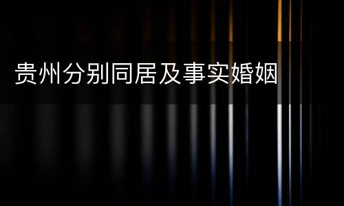贵州分别同居及事实婚姻