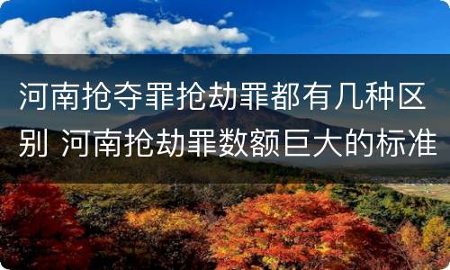 河南抢夺罪抢劫罪都有几种区别 河南抢劫罪数额巨大的标准