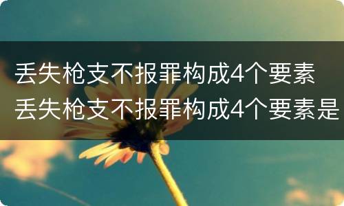 丢失枪支不报罪构成4个要素 丢失枪支不报罪构成4个要素是什么