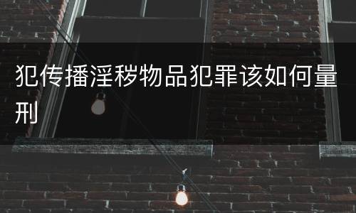 犯传播淫秽物品犯罪该如何量刑