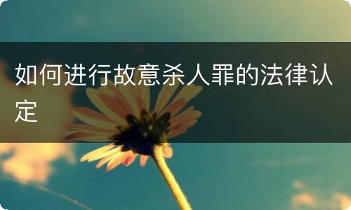 如何进行故意杀人罪的法律认定