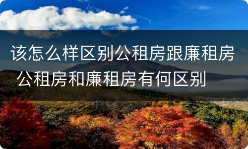 该怎么样区别公租房跟廉租房 公租房和廉租房有何区别
