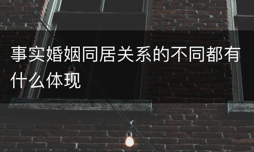 事实婚姻同居关系的不同都有什么体现