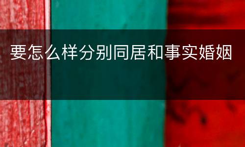 要怎么样分别同居和事实婚姻