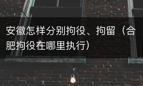 安徽怎样分别拘役、拘留（合肥拘役在哪里执行）