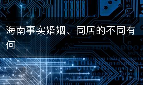 海南事实婚姻、同居的不同有何