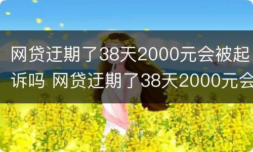 网贷迂期了38天2000元会被起诉吗 网贷迂期了38天2000元会被起诉吗怎么办