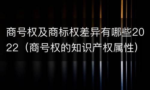 商号权及商标权差异有哪些2022（商号权的知识产权属性）