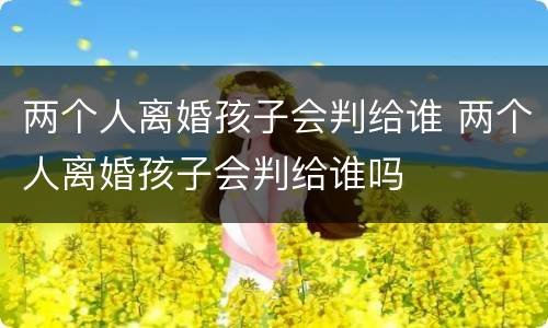 两个人离婚孩子会判给谁 两个人离婚孩子会判给谁吗