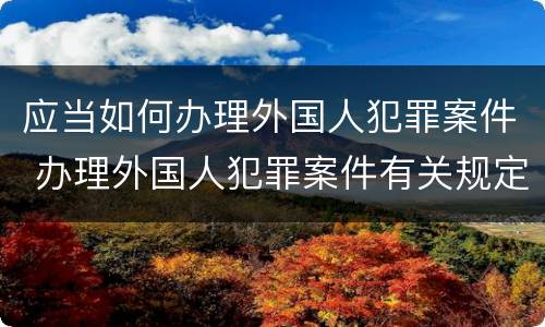 应当如何办理外国人犯罪案件 办理外国人犯罪案件有关规定