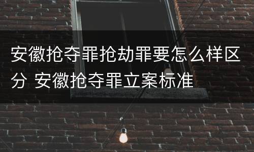安徽抢夺罪抢劫罪要怎么样区分 安徽抢夺罪立案标准