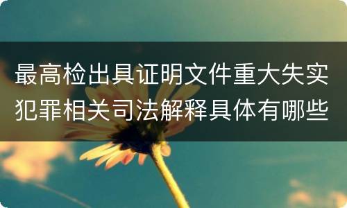 最高检出具证明文件重大失实犯罪相关司法解释具体有哪些重要规定