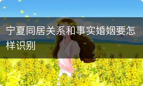 宁夏同居关系和事实婚姻要怎样识别