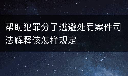 帮助犯罪分子逃避处罚案件司法解释该怎样规定