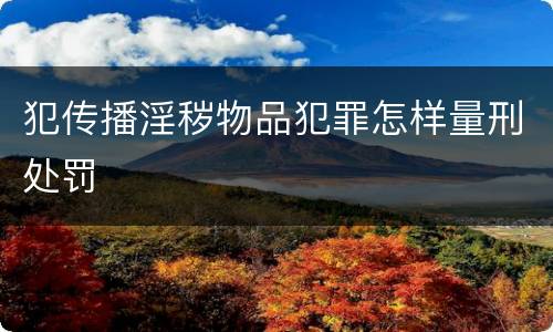 犯传播淫秽物品犯罪怎样量刑处罚