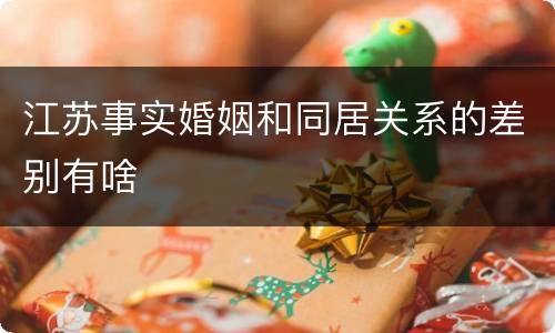 江苏事实婚姻和同居关系的差别有啥