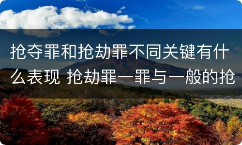 抢夺罪和抢劫罪不同关键有什么表现 抢劫罪一罪与一般的抢劫罪区别