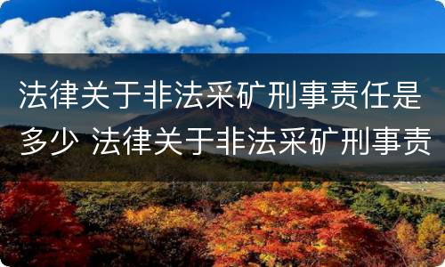 法律关于非法采矿刑事责任是多少 法律关于非法采矿刑事责任是多少条
