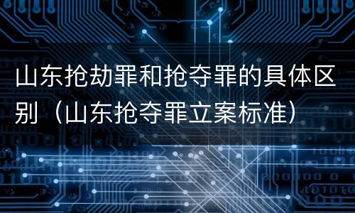 山东抢劫罪和抢夺罪的具体区别（山东抢夺罪立案标准）