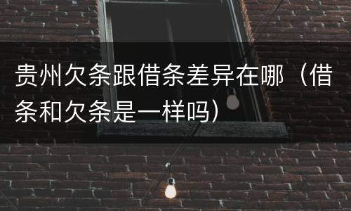 贵州欠条跟借条差异在哪（借条和欠条是一样吗）