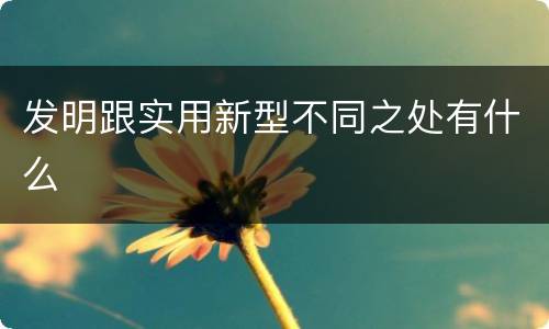 发明跟实用新型不同之处有什么