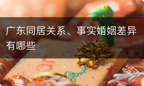 广东同居关系、事实婚姻差异有哪些