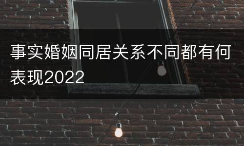事实婚姻同居关系不同都有何表现2022
