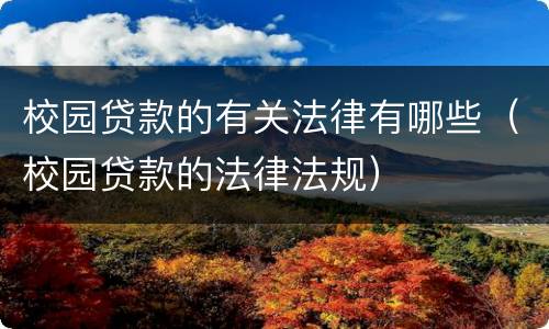 校园贷款的有关法律有哪些（校园贷款的法律法规）